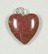 Red Heart, Agatized Dinosaur Bone (Gembone) Pendant #84762-1